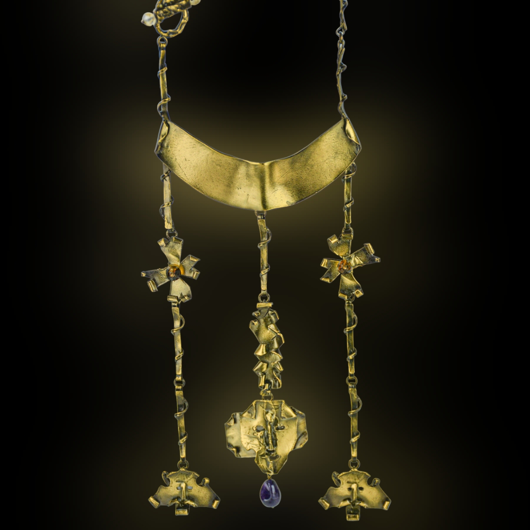 Nib Authentic Valentino Antique Bronze Necklace In A Huge Valentino Box 1995$